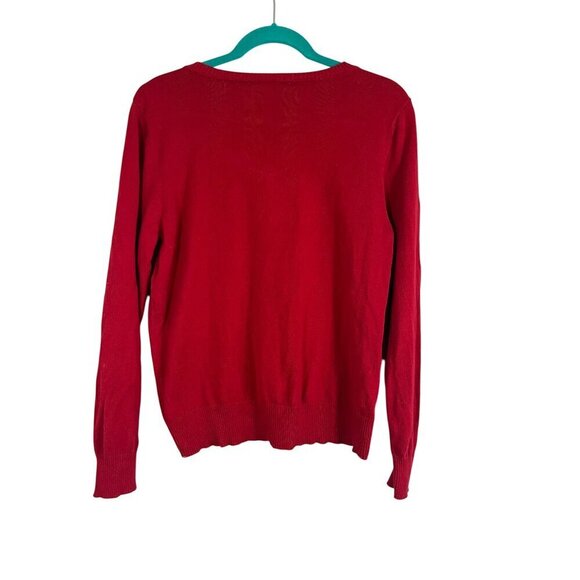 St Johns Bay Argyle Knit Sweater PL Red Preppy Varsity Retro 80s Old Money - Picture 3 of 11